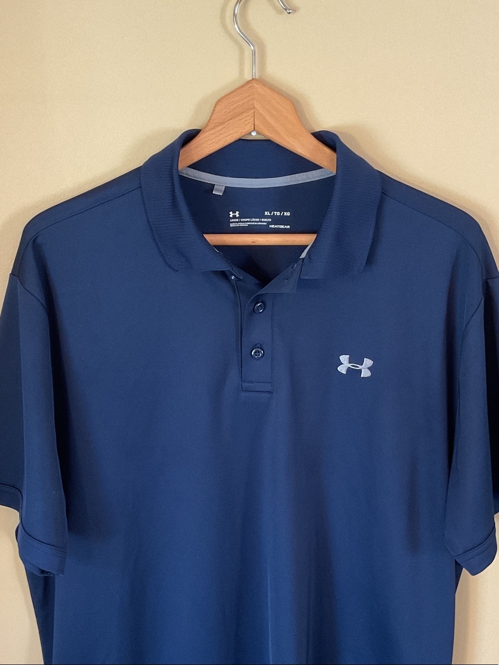 Under Armour Men's Navy Blue Performance Polo Heat Gear Size XL